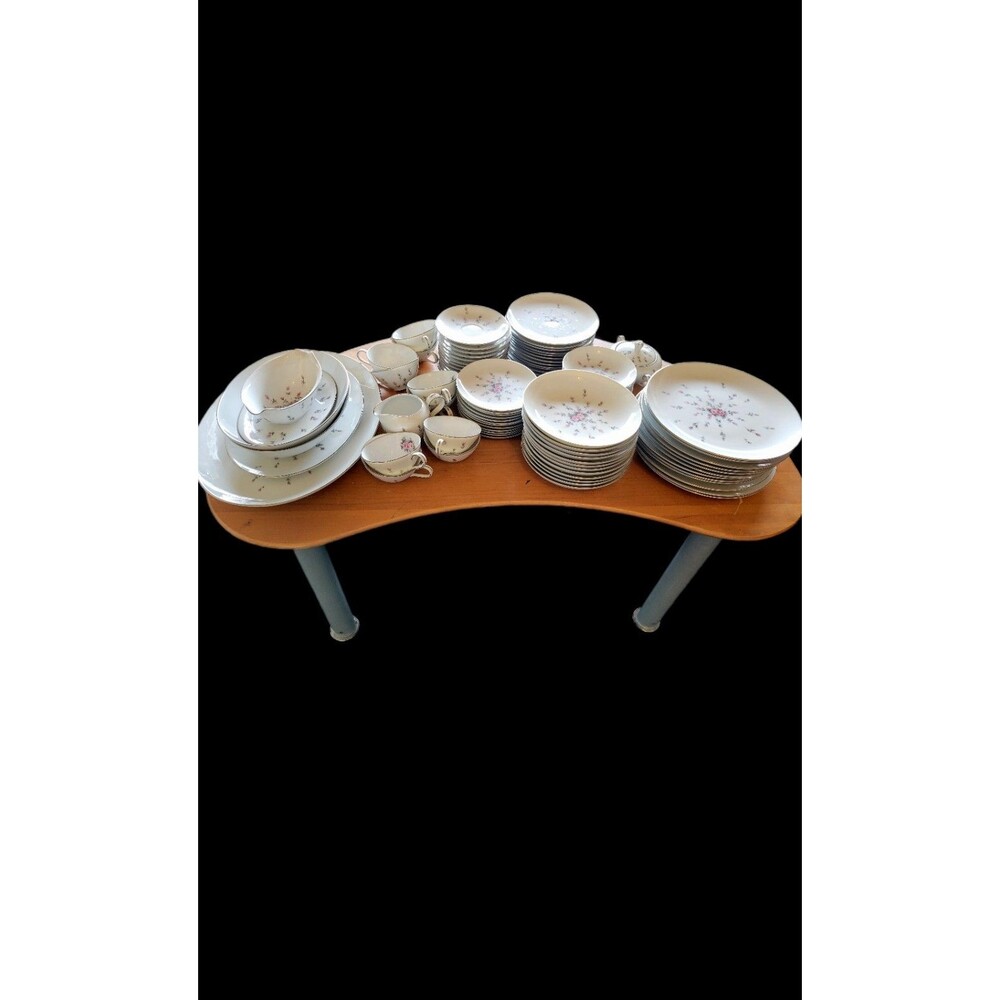 Pickup Only 89 Pc Harmony House Japan "Rosebud" Fine China Dinner, Tea Large Set